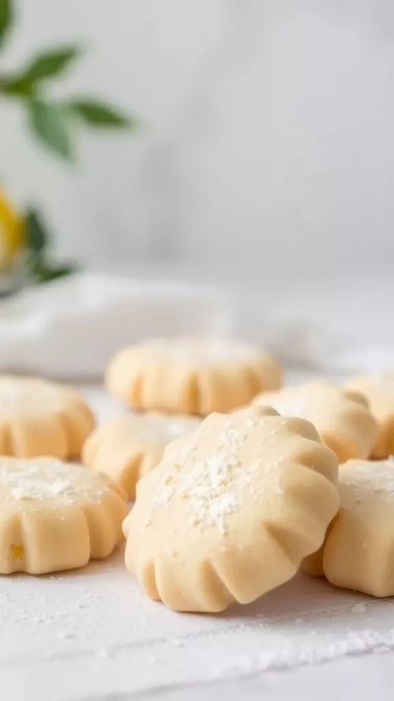 Lemon meltaway cookies sprinkled with powdered sugar