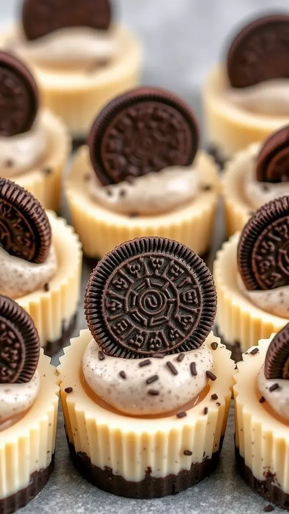 Mini Oreo cheesecakes with Oreo topping