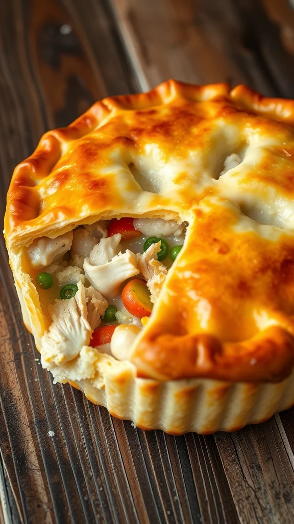Easy Rotisserie Chicken Pot Pie Recipe This chicken pot pie features a rich, creamy filling made with tender rotisserie chicken, hearty vegetables, and fragrant herbs, all encased in a buttery, flaky crust. It’s warm, satisfying, and bursting with flavor, making it a beloved dish for any occasion.