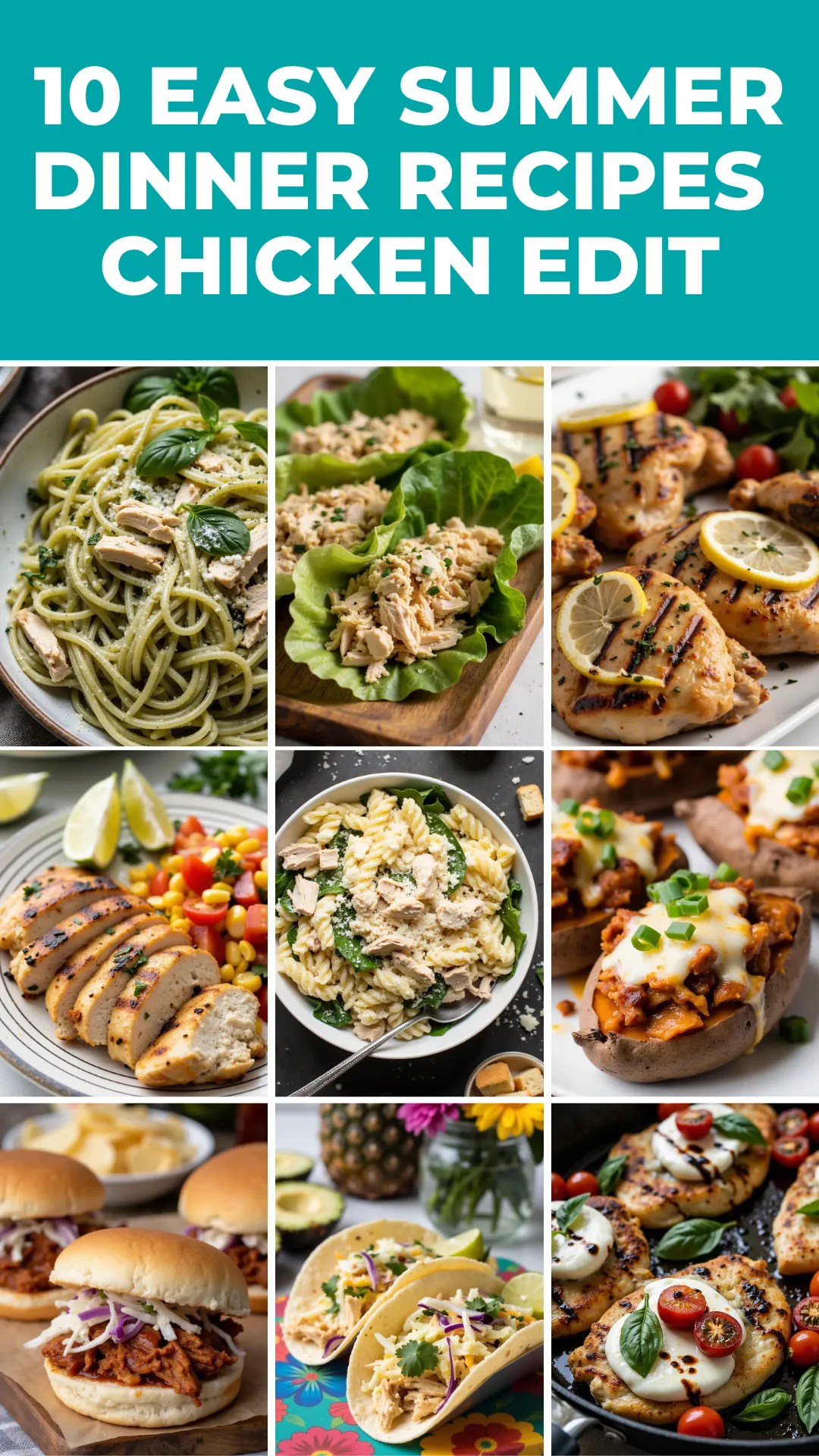 From grilled thighs to fresh pasta salads and slow cooker sandwiches, these 10 easy summer chicken dinners make meal planning simple. All under 30 minutes of prep — no oven marathon required!