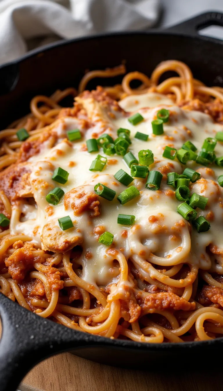 Sweet and savory BBQ Chicken Spaghetti Skillet brings big flavor with shredded chicken and one-pan ease. A perfect weeknight fix in under 30 minutes!
