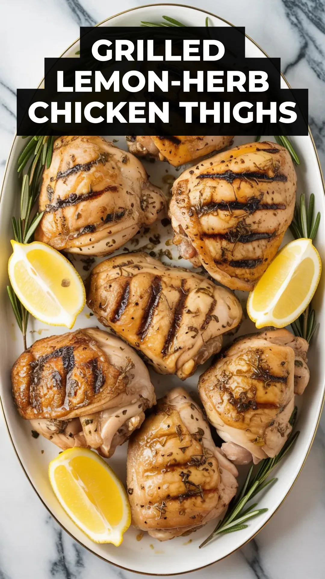 Juicy, flavorful, and perfect for grilling season! These Grilled Lemon-Herb Chicken Thighs are marinated in olive oil, lemon juice, garlic, and fresh herbs for the ultimate summer dinner. Easy to prep and ideal for Memorial Day, 4th of July cookouts or weeknight meals. #GrilledChicken #LemonHerbChicken #SummerRecipes #ChickenThighs #MemorialDayRecipes
