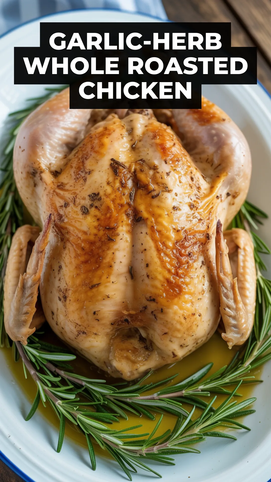 Classic Sunday Dinner Favorite This Garlic-Herb Whole Roasted Chicken is golden, juicy, and packed with flavor thanks to fresh herbs, garlic, and a rich pan sauce. Perfect for Sunday dinner, holidays, or meal prep. Simple, comforting, and always impressive. #RoastChicken #SundayDinner #WholeChickenRecipe #GarlicHerbChicken #HolidayMeals
