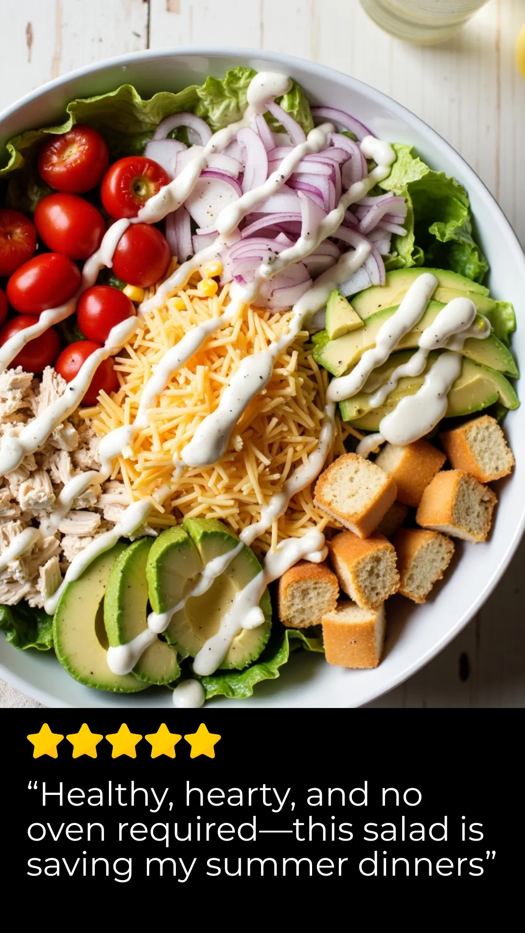 Looking for a filling, refreshing budget friendly meal? This Healthy Ranch Chicken Salad hits the spot with just a few simple ingredients and zero cooking. Perfect for lunch or dinner!