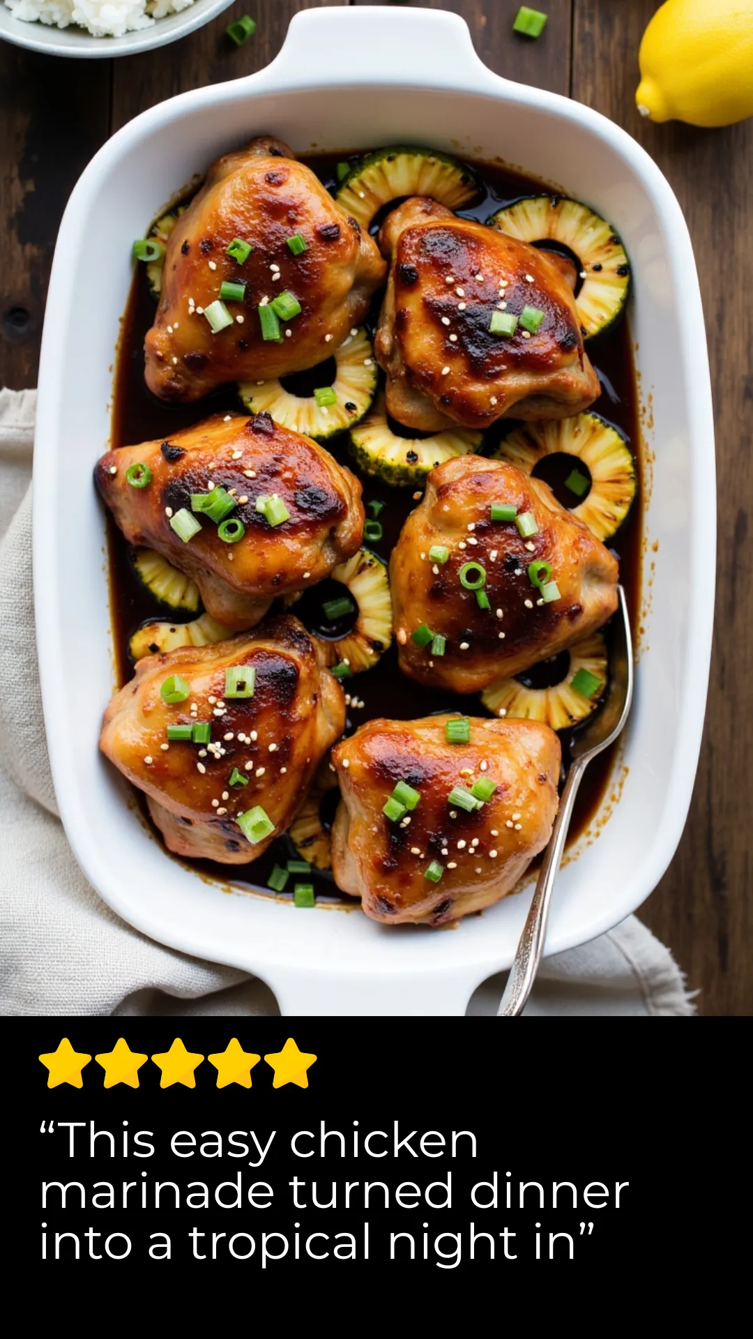 Turn a few pantry staples into this Hawaiian-style chicken that's packed with flavor. This is one of my favorite frugal meals—simple marinade, cheap chicken, and big payoff!