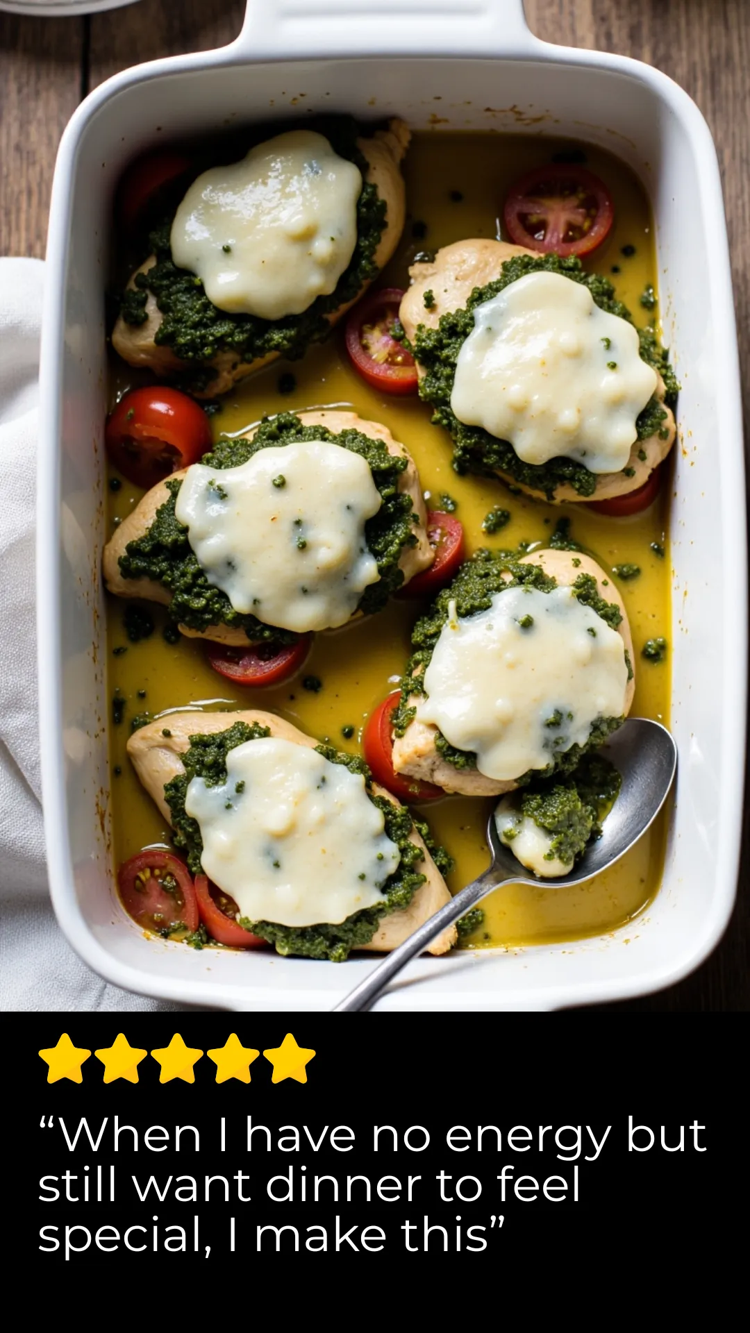 Weeknight win! This cheesy baked chicken with pesto is one of our favorite frugal meals. It looks like something from a restaurant but uses only a few pantry staples. Under $10 for the whole family!