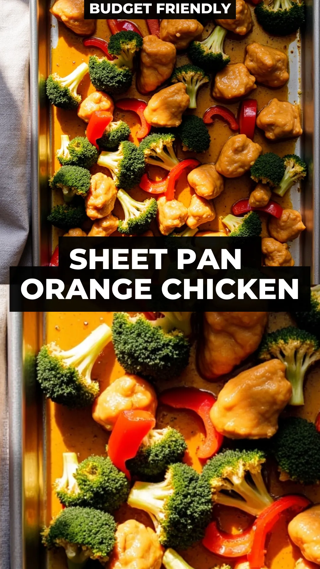 This sweet and savory sheet pan orange chicken is one of our favorite frugal meals. It’s made with simple pantry staples, comes together in one pan, and tastes like a cozy version of your favorite takeout—without the price tag.