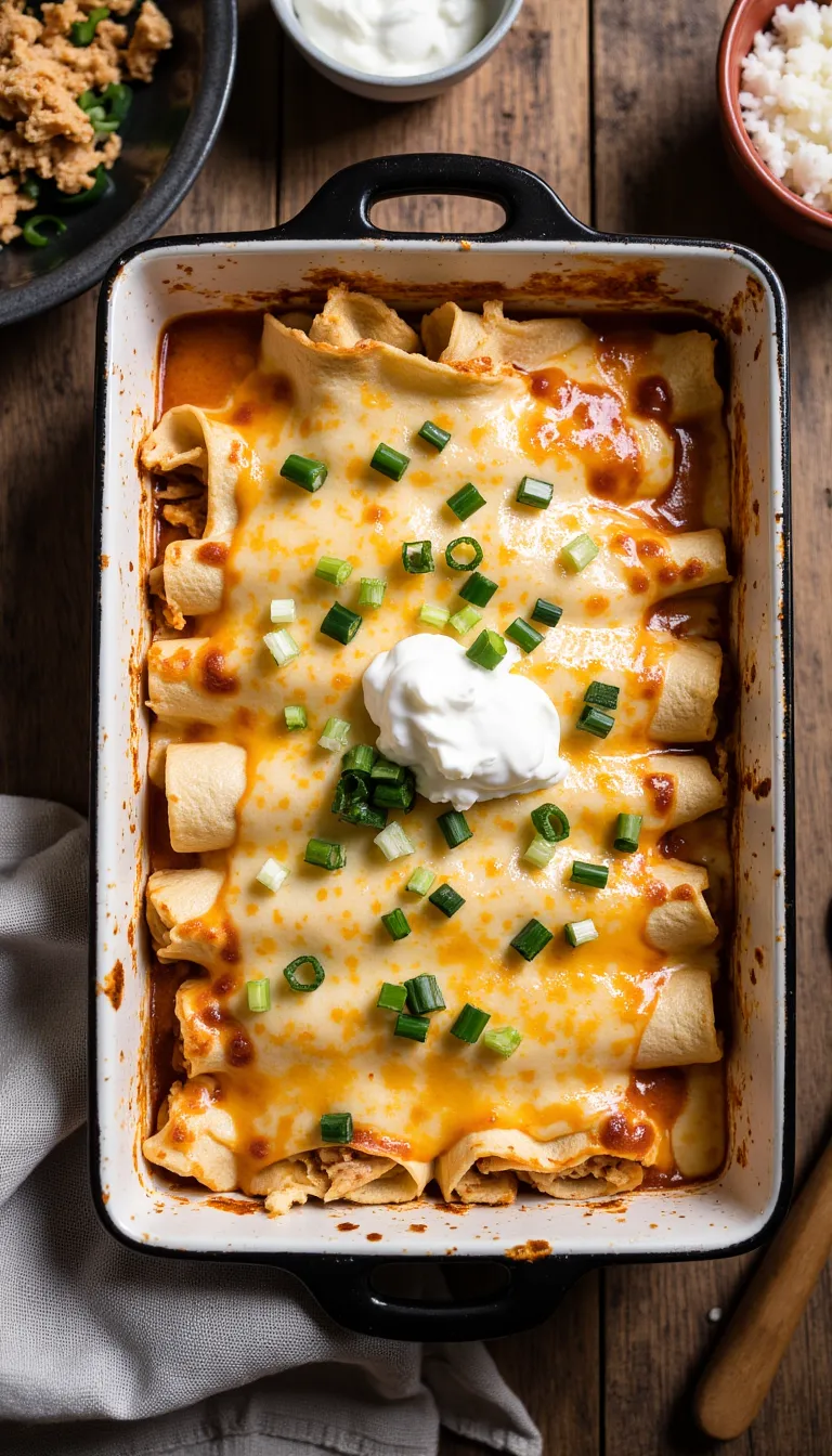 These Shredded Chicken Creamy Enchiladas are a weeknight struggle meal dream—rich, cheesy, and made from leftover chicken and pantry staples. Pure comfort, no stress.