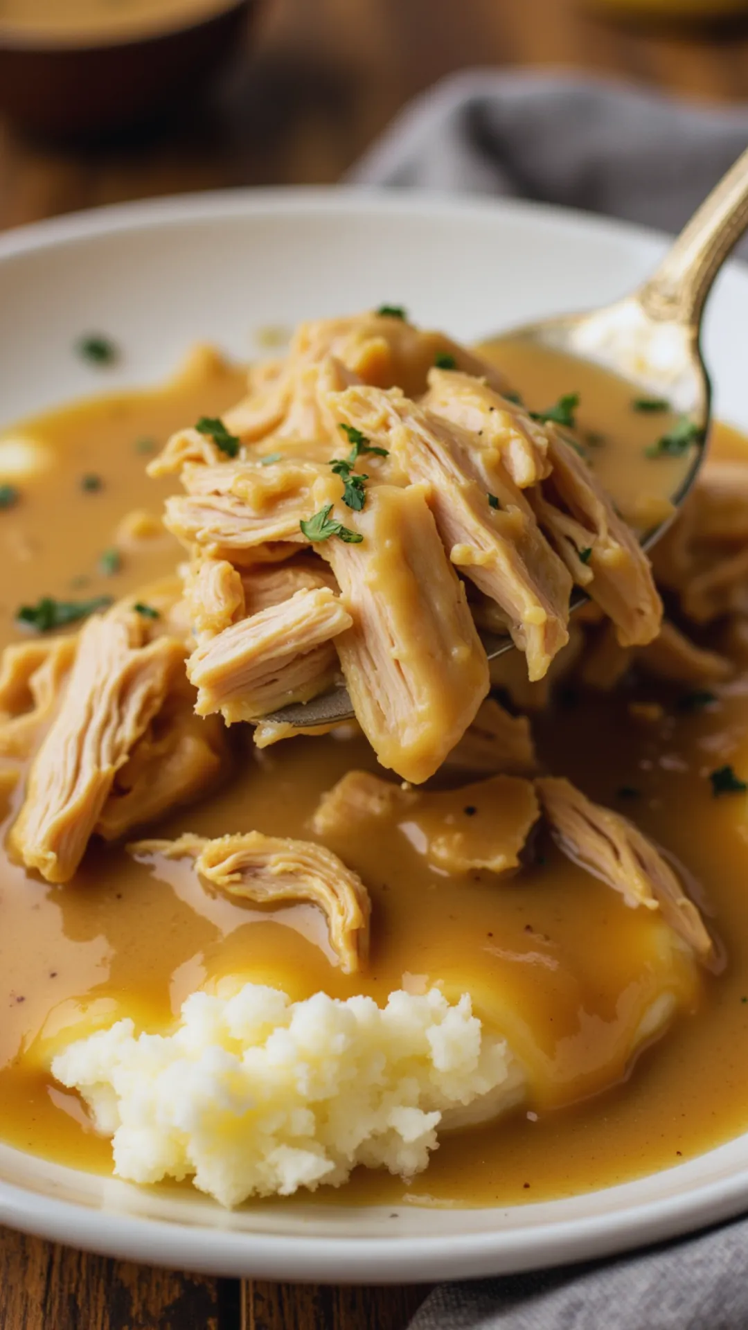 Warm, hearty, and totally no-fuss—this frugal meal turns simple shredded chicken and a gravy packet into a cozy dinner that feels like a hug. Perfect for busy nights or meal prep!