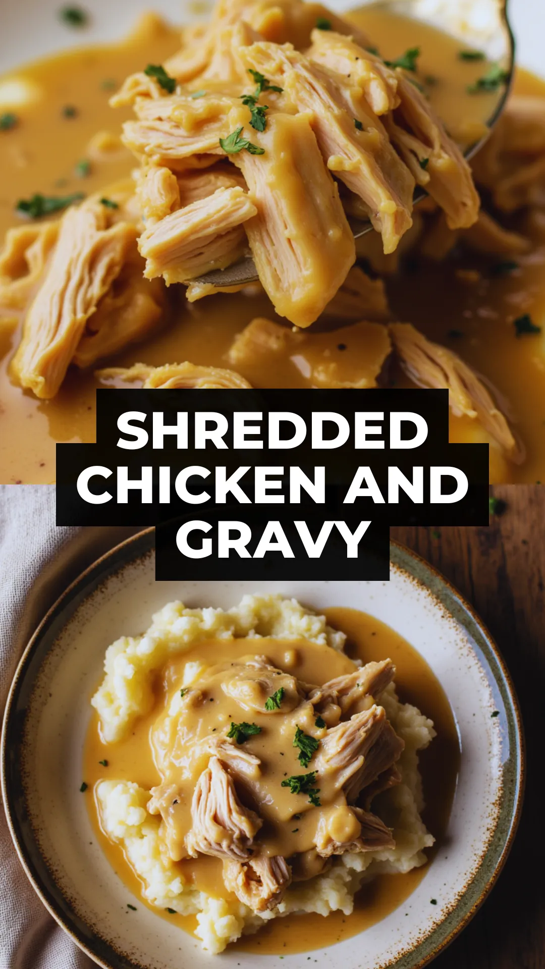 Leftover chicken? This Shredded Chicken and Gravy is the ultimate struggle meal—rich, comforting, and ready in 15 minutes. Just pour over mashed potatoes, rice, or toast and call it done.