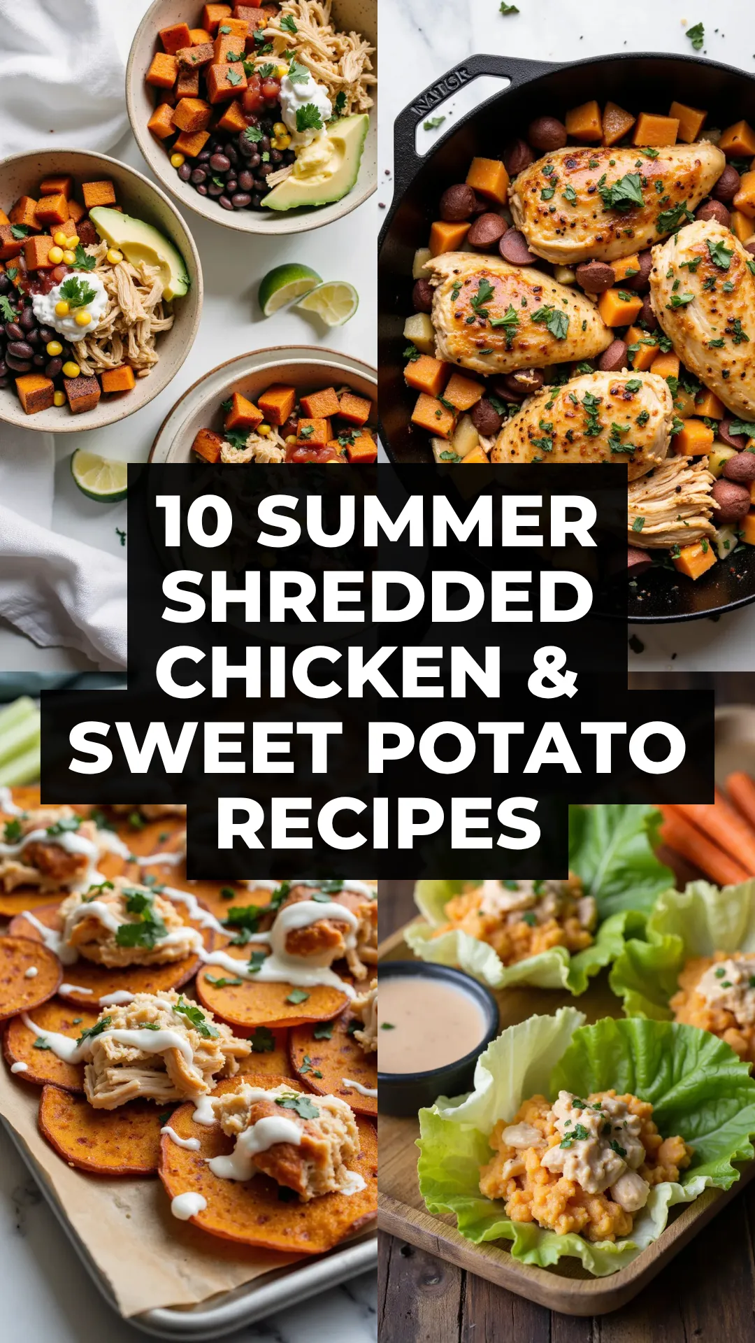 Sweet potatoes + shredded chicken = the summer dinner duo you didn’t know you needed! This collection of 10 fresh, healthy meals is packed with make-ahead ease and warm-weather flavor.