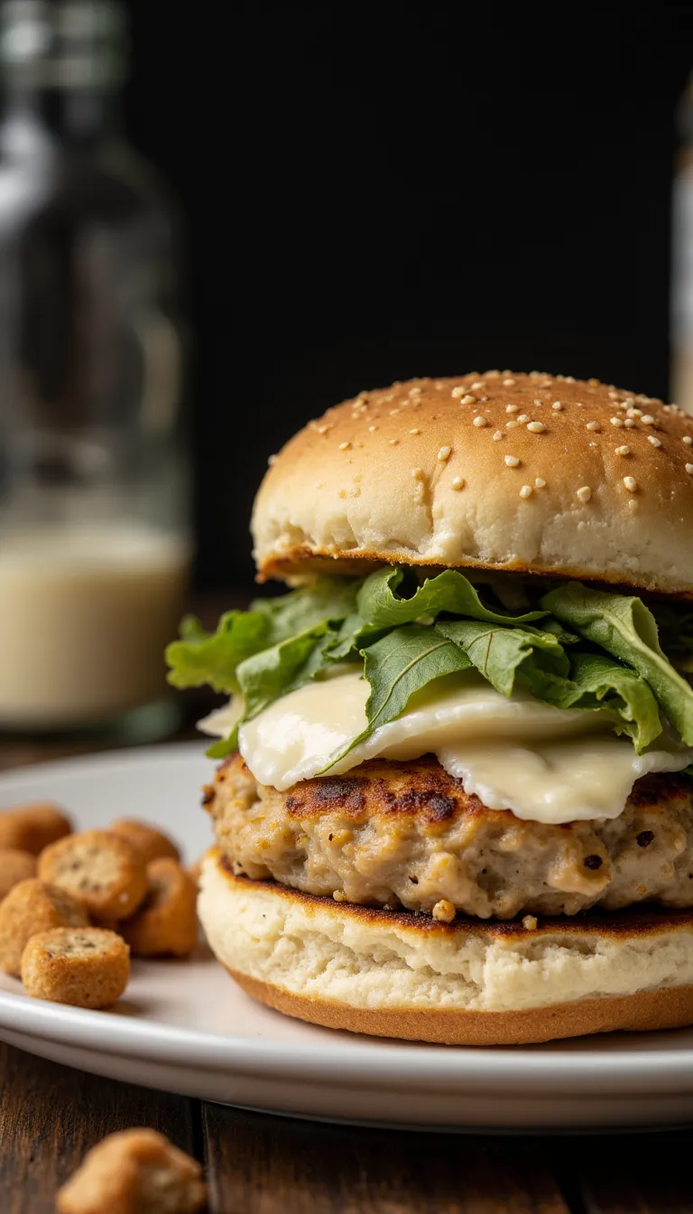 Caesar salad, meet burger night! These Chicken Caesar Salad Burgers are creamy, crispy, and perfect for summer dinners.

