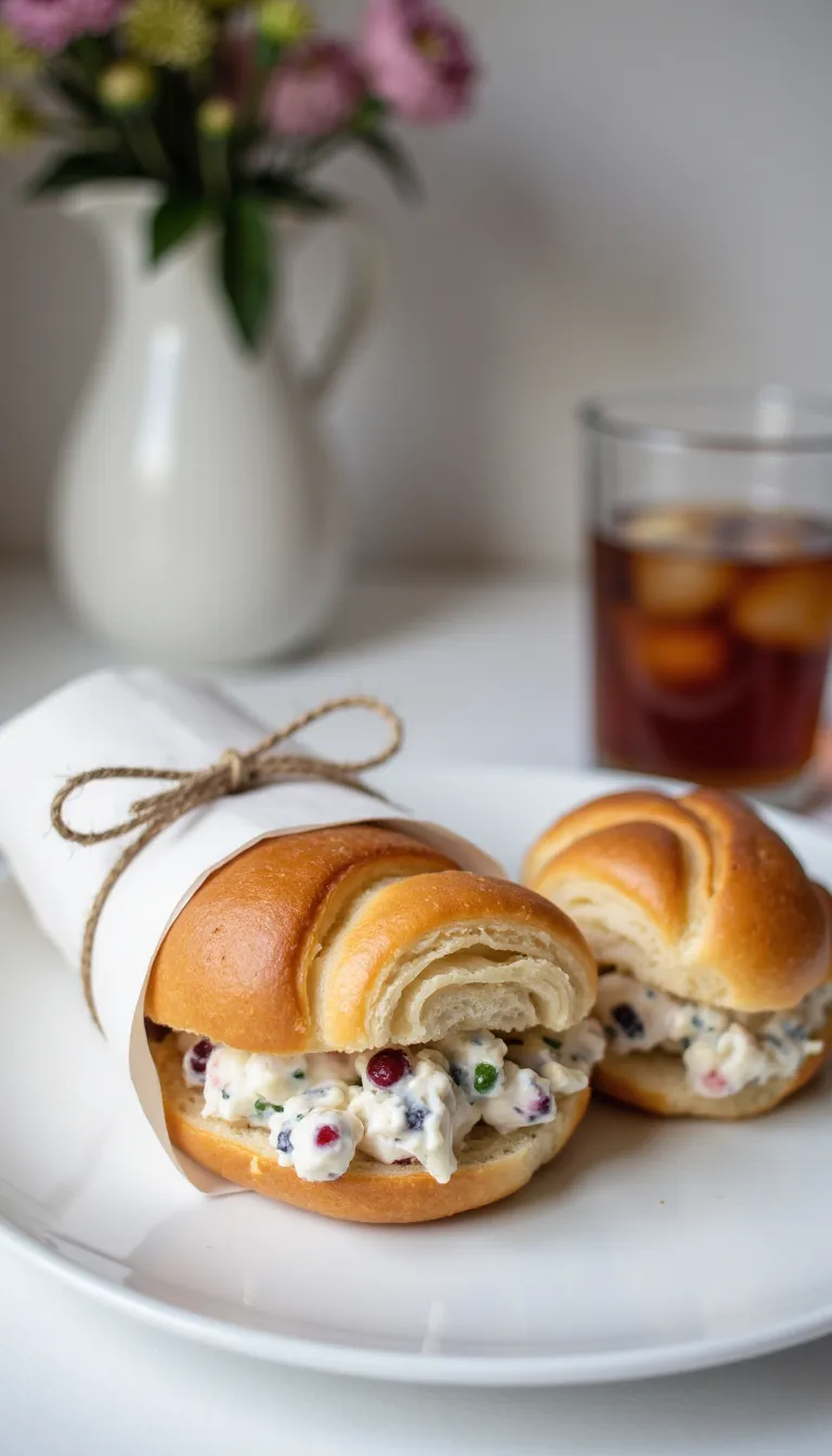 Sweet, creamy, and just a little fancy — these Cranberry Chicken Salad Croissants are perfect for brunch-style picnics or outdoor baby showers.

