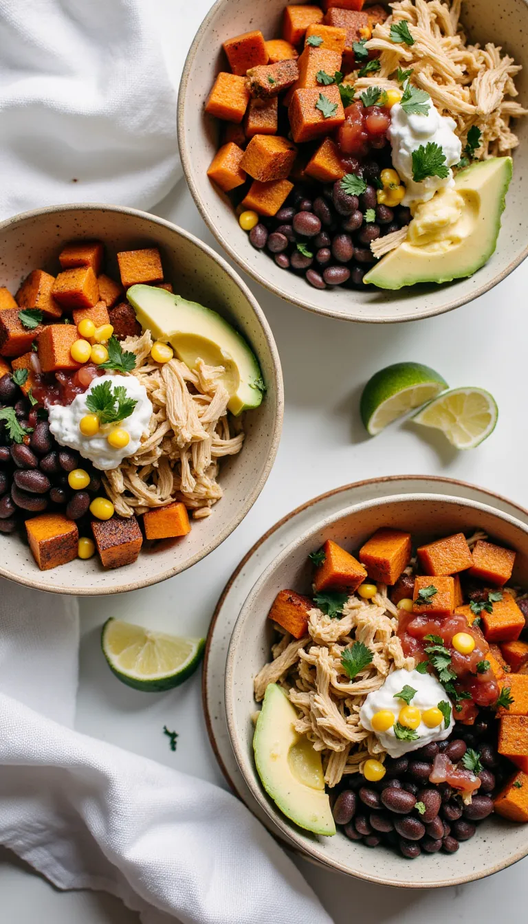 Try these Southwest Chicken & Sweet Potato Bowls for a bold, flavorful summer meal. Packed with shredded chicken, fiber, and heat-free prep!
