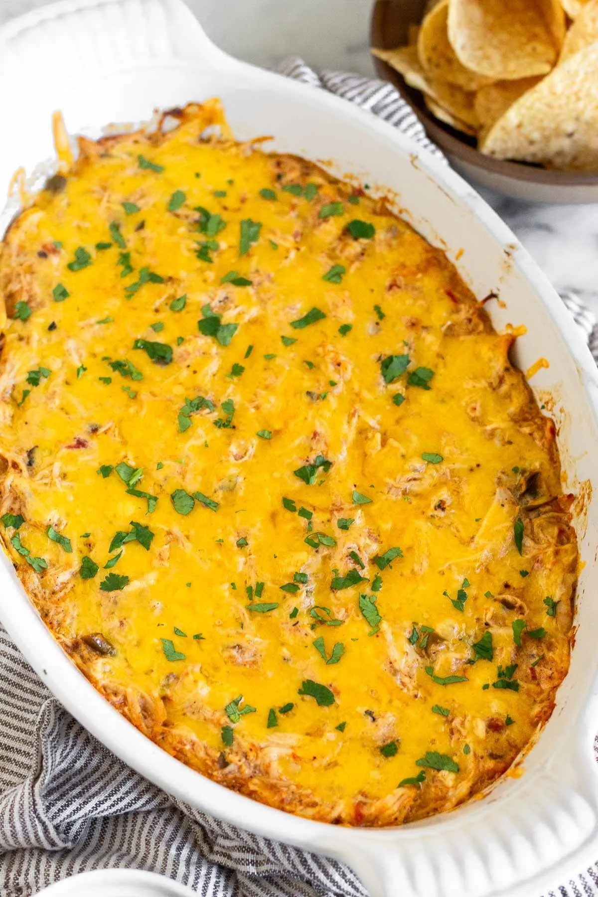 Baked Salsa Shredded Chicken Dip