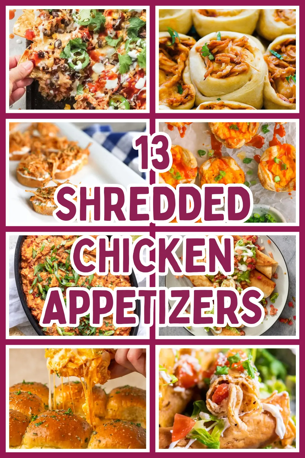 Level up your party table with 13 shredded chicken appetizers that vanish fast — dips, bites, taquitos, nachos + more! 😋🍗 #shreddedchickenappetizers #partyfoodideas #easyappetizers #chickenrecipes