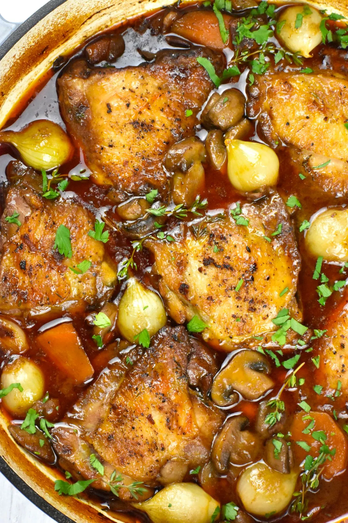 If you’ve never tried Coq au Vin before, get ready — one spoonful and you’ll instantly understand why the French are so smug about this one. The chicken braises until it’s fall-apart tender in a rich red wine gravy loaded with herbs, veggies, and all the good aromatics. It tastes like something you’d order at a tiny bistro, but honestly? It’s way easier than it looks. Perfect for a cosy “company’s coming” dinner… and no one needs to know you didn’t stress over it.