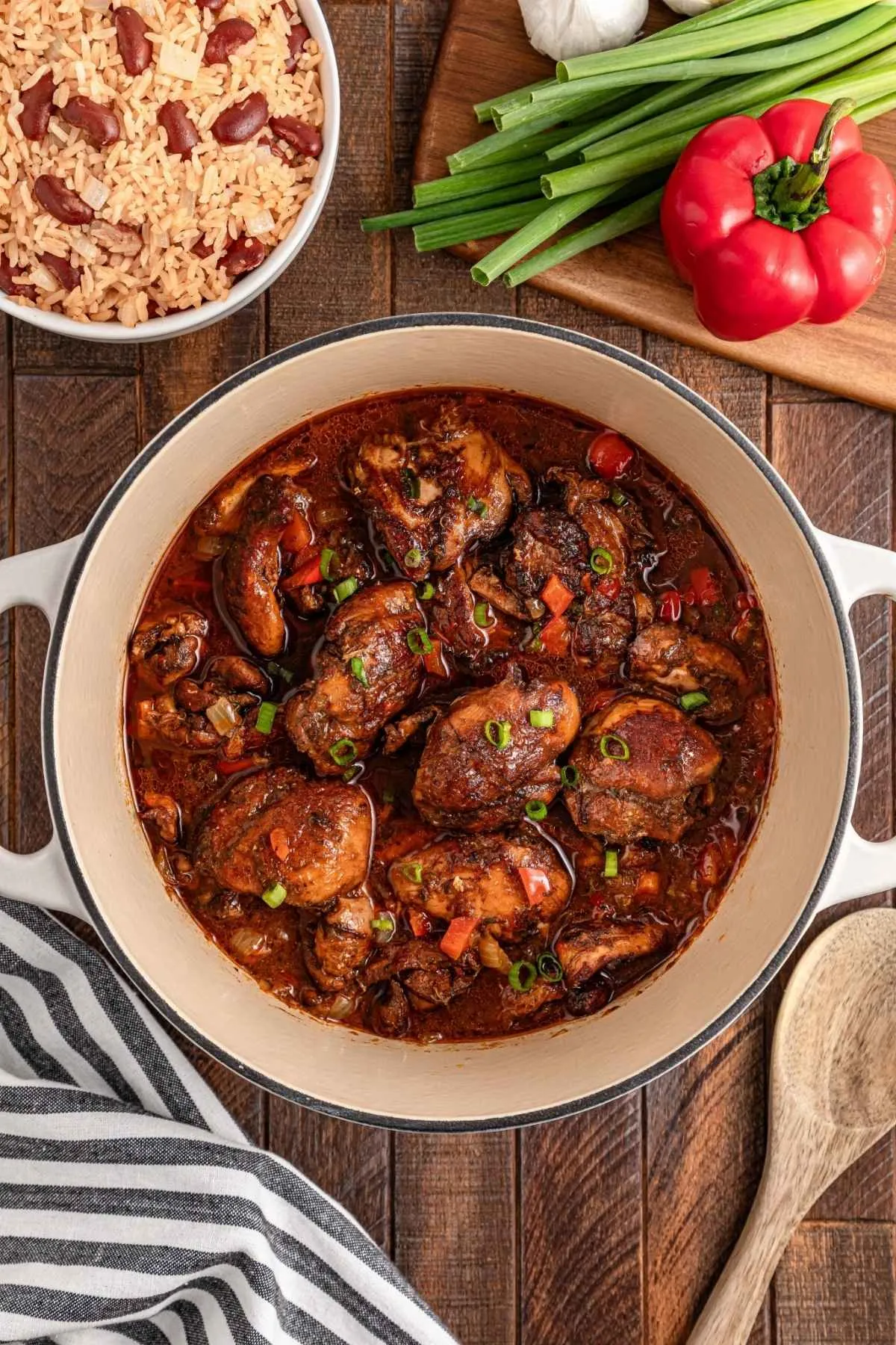 This cozy classic brings all the big Caribbean flavours right to your dinner table. Chicken thighs get marinated in a gorgeous mix of herbs, spices, and a little sweetness, then braised until they’re fall-apart tender in a rich, savory sauce. It’s hearty, warming, and absolutely packed with flavour — the kind of stew that makes everyone go quiet for a minute while they tuck in. Spoon it over rice and you’ve got a comforting, family-style dinner that feels like a little trip to the islands.