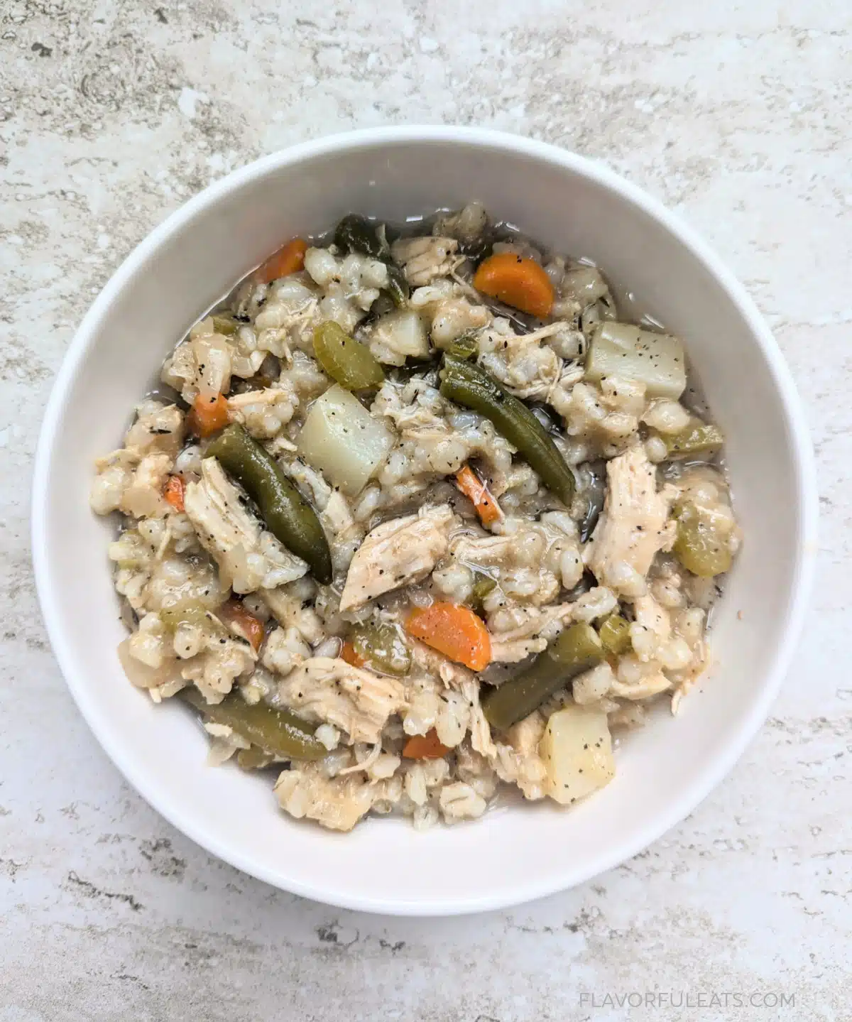 This is the kind of slow cooker dinner that feels like it’s been bubbling away on the stove all day… without you actually doing anything. Tender chicken, pearl barley, and loads of fresh veggies cook down into a hearty, cozy stew that’s perfect for cold evenings. It’s healthy, comforting, and pretty much the definition of “effortless dinner.”