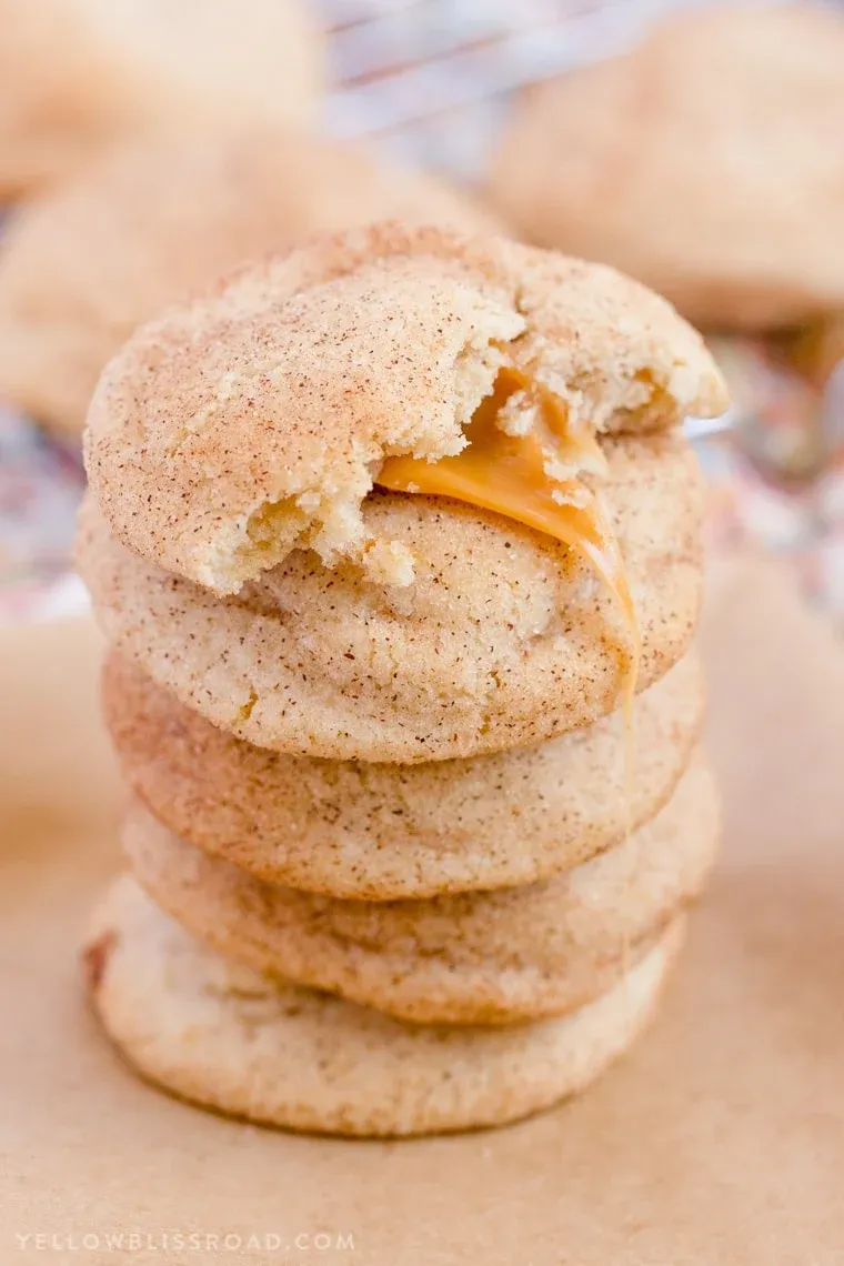 Caramel Stuffed Snickerdoodle Cookies