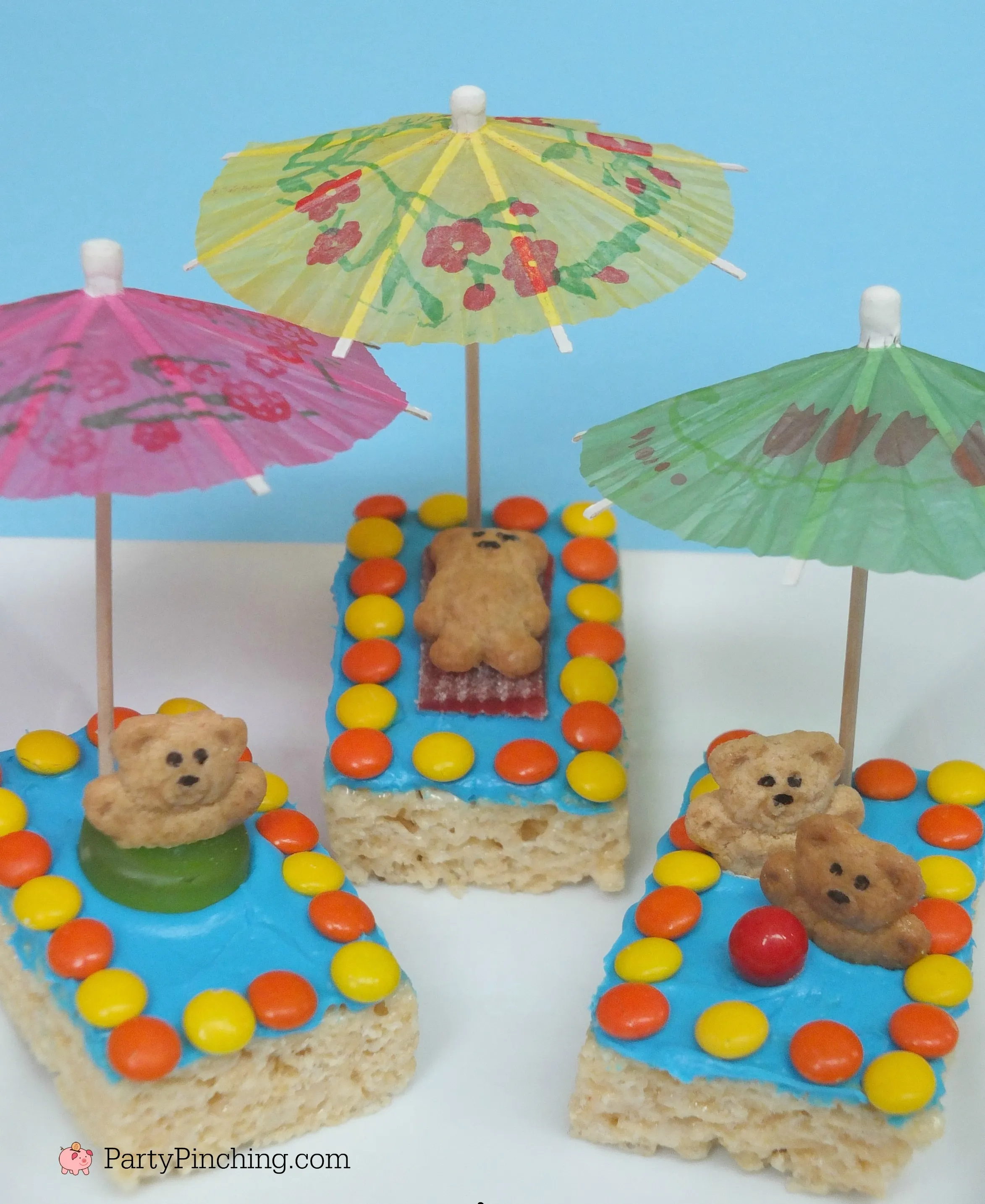 Teddy Graham Rice Krispie Treat Pool Snacks, Kiddie Pool Krispie Dessert