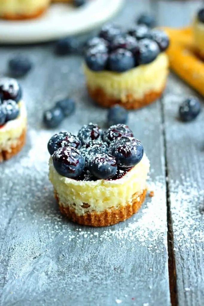 Miniature Lemon Blueberry Cheesecakes