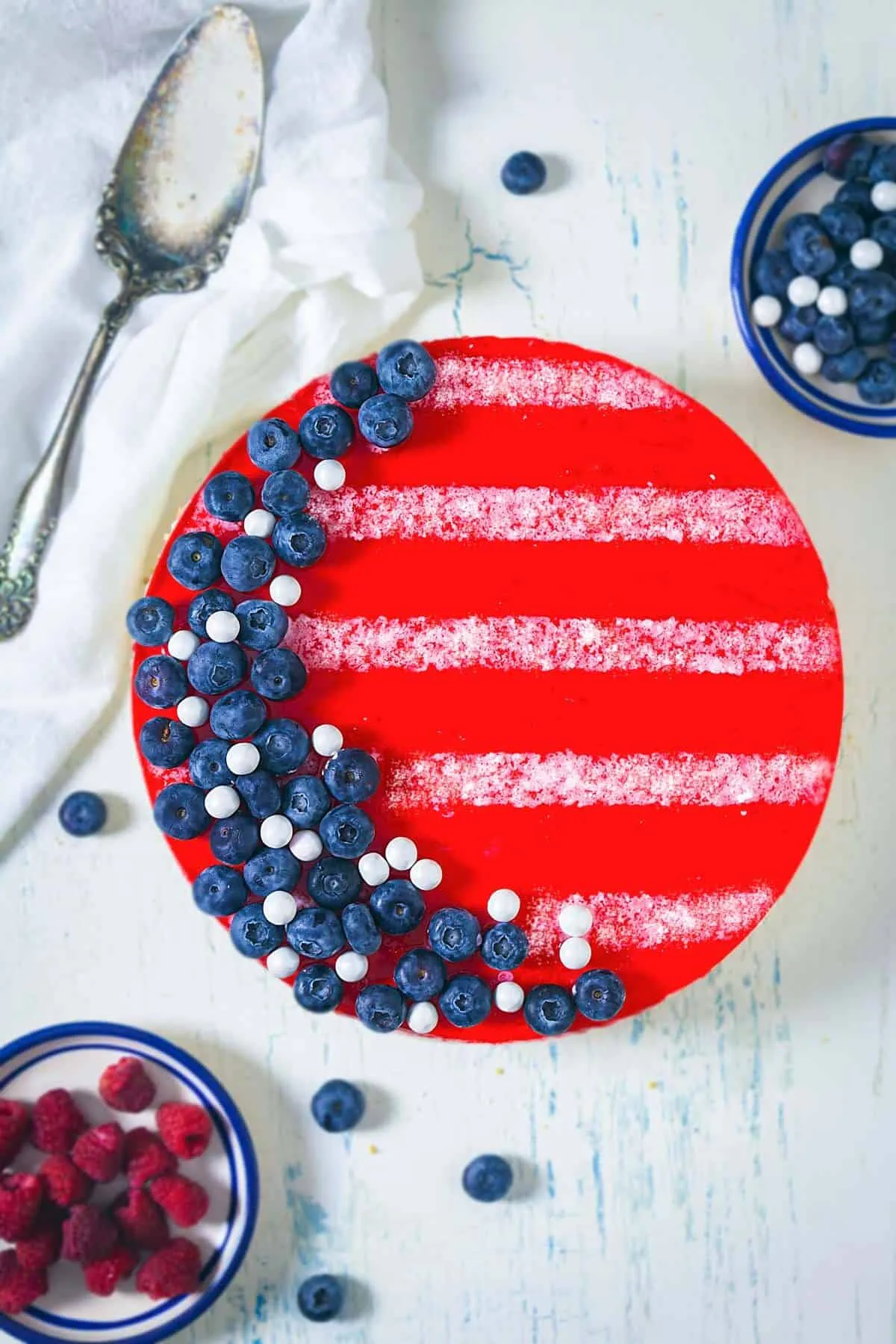 No-Bake Red White & Blue Jello Cheesecake