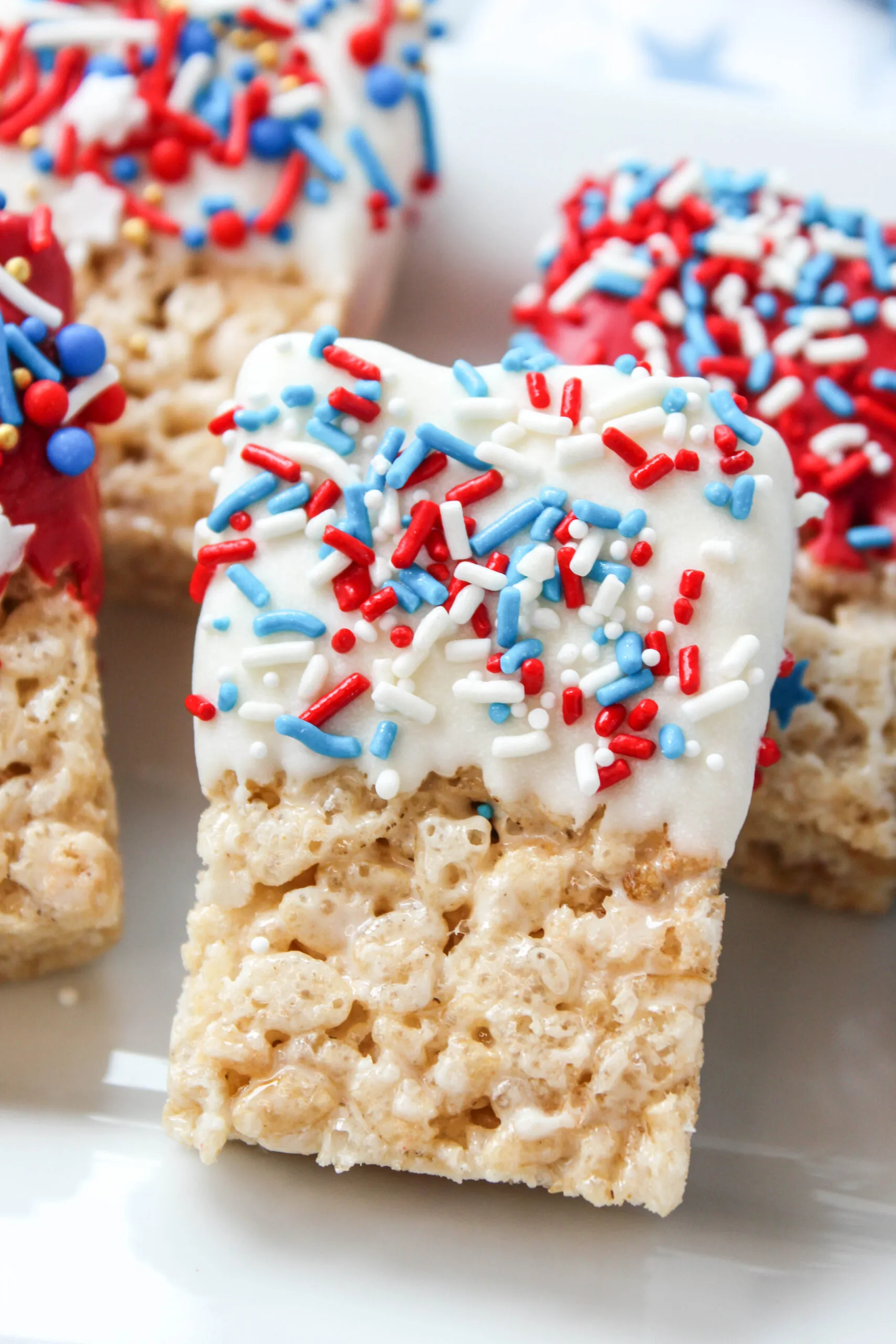 Patriotic Dipped Rice Krispie Treats