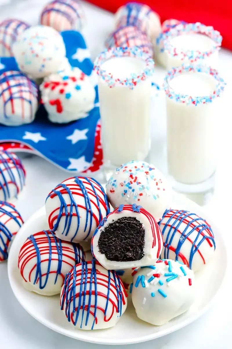 Patriotic Oreo Cream Cheese Truffles