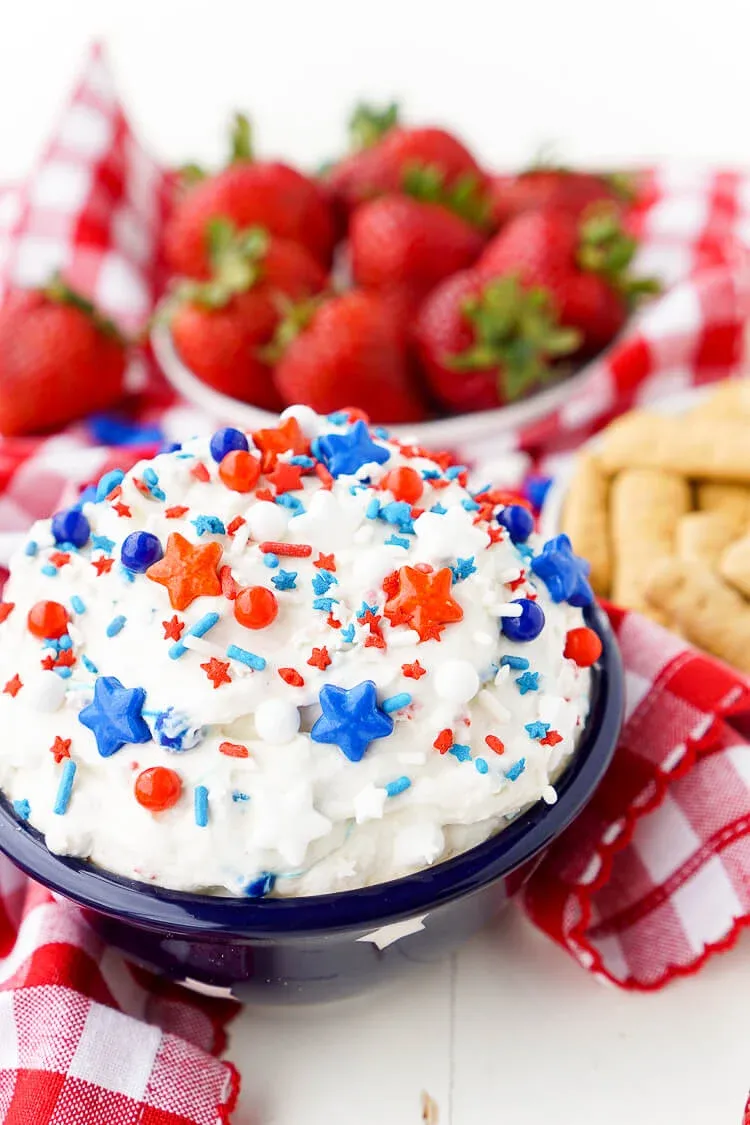 Red, White and Blue Cake Batter Dip