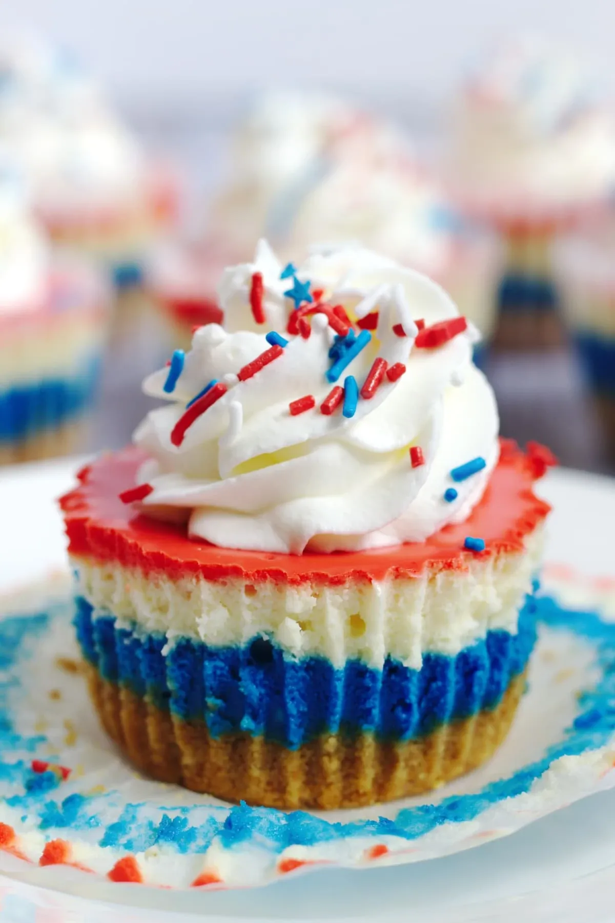 Red, White and Blue Mini Cheesecakes