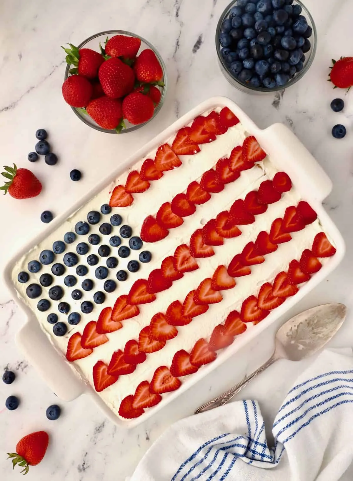 Patriotic Red White and Blue No-Bake Cheesecake