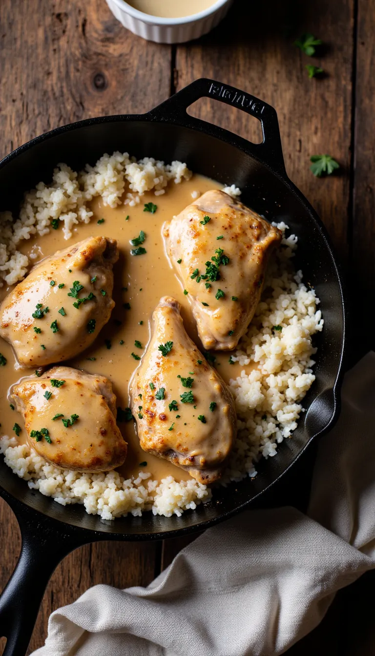 This one-pan Smothered Chicken and Rice is everything you need for a hearty weeknight meal—simple, satisfying, and so delicious. #familydinner #onepanmeal #homestylecooking