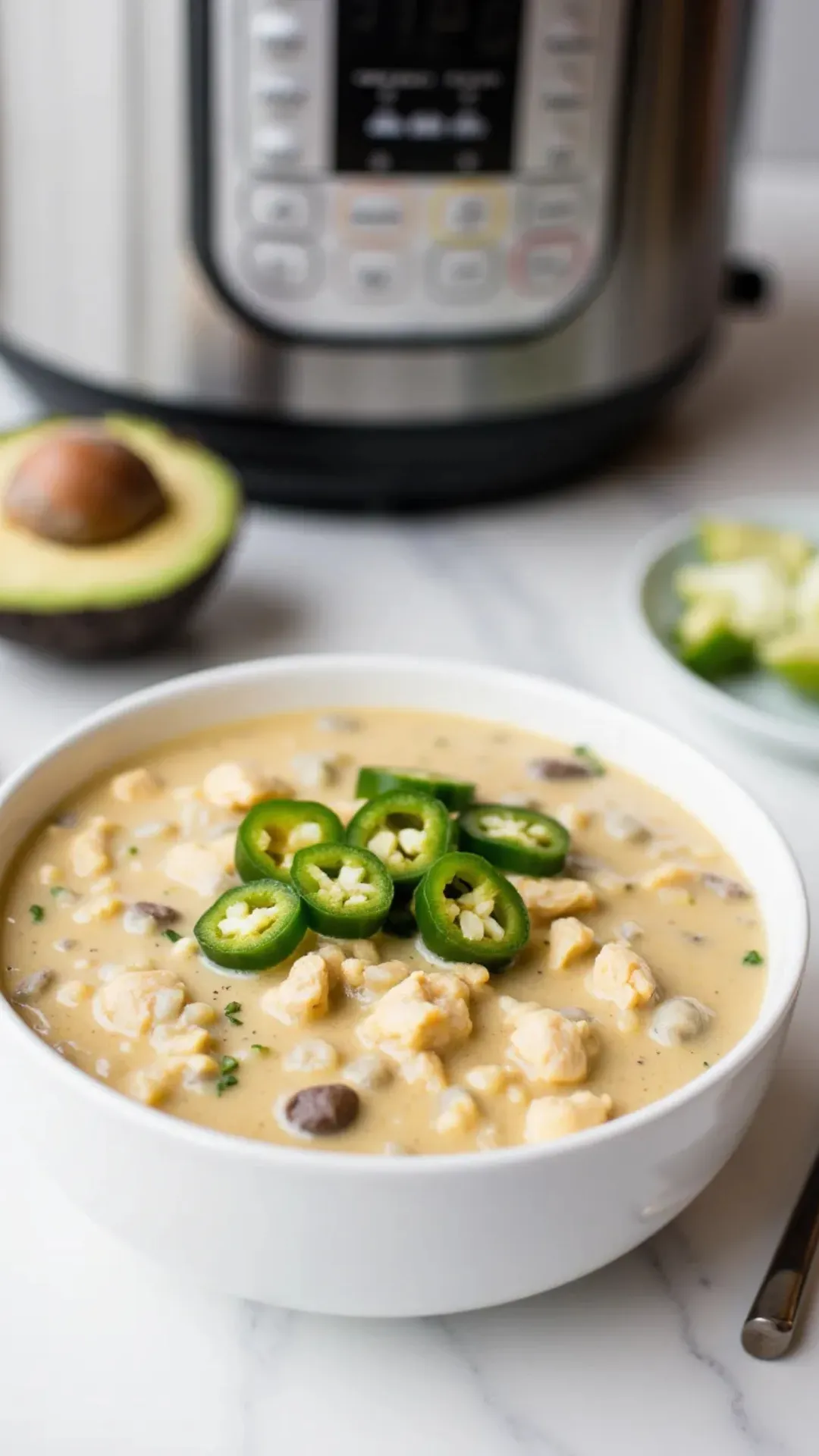 This Instant Pot white chicken chili is cozy, creamy, and done in 30 minutes flat.