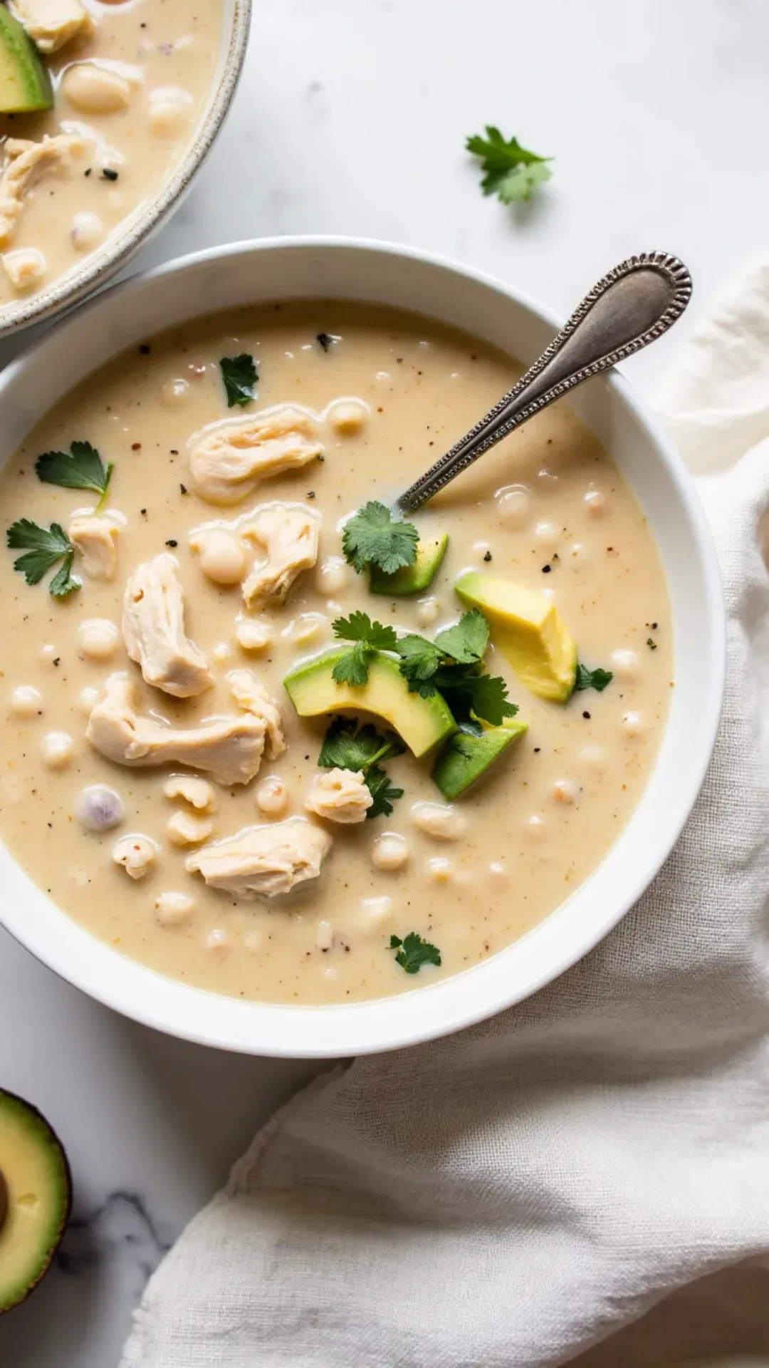 This bean-free white chicken chili is creamy, comforting, and keto-friendly.