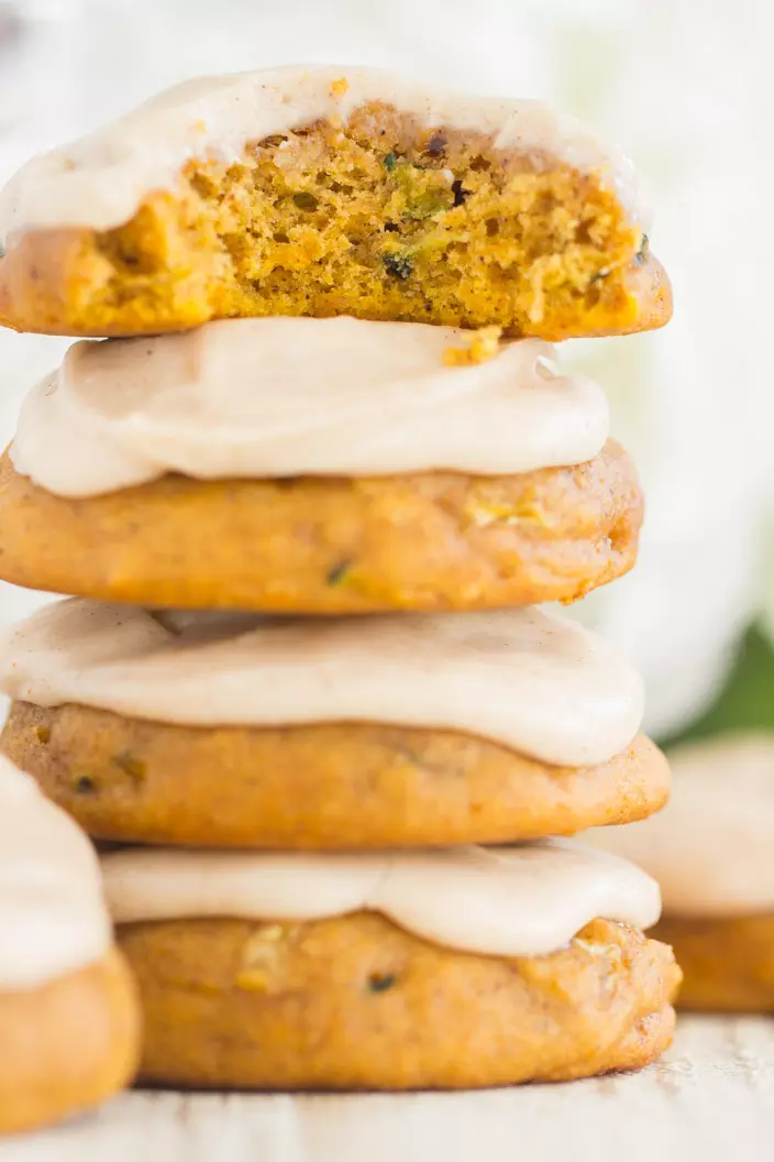 Zucchini Pumpkin Cookies with Cinnamon Icing