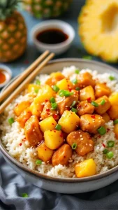 If you love a perfect balance of sweet, savory, and a little bit of spice, then this Pineapple Chicken and Rice is about to become your new favorite meal! Golden caramelized chicken, juicy pineapple chunks, and fluffy rice come together in a light, tangy glaze that’s packed with tropical flavor.