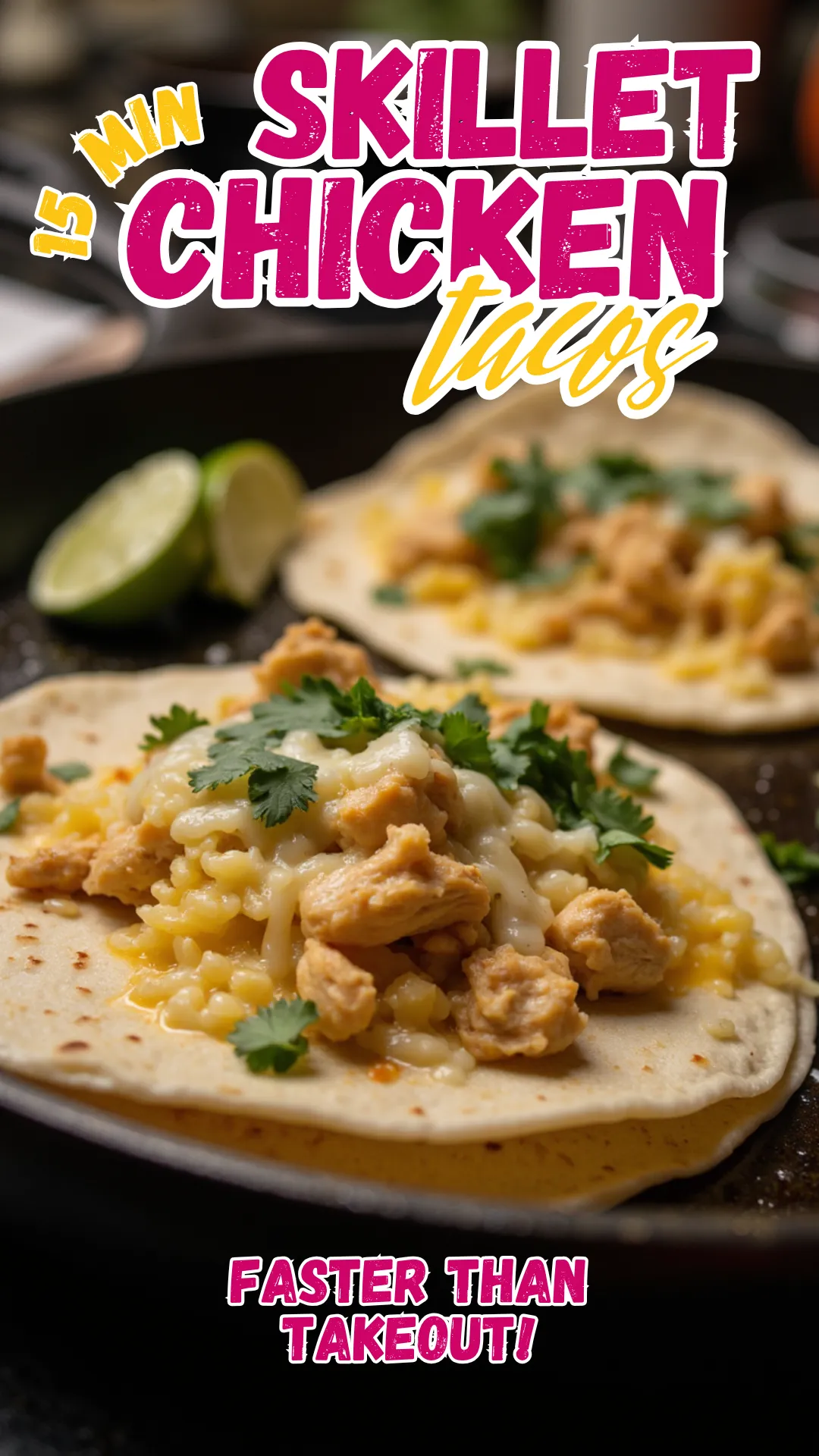 ⏱️ Dinner in 15 minutes! These easy chicken tacos are my go-to for busy nights. #SkilletMeals #TacoTuesday #QuickDinner