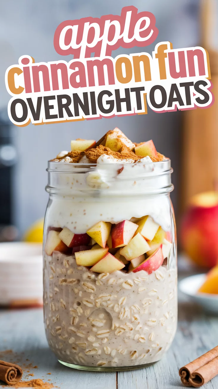 🍂✨ Apple Cinnamon Overnight Oats – A Yummy Breakfast Kids Can’t Resist 🍎🥣 Start the day with sweet apple chunks, warm cinnamon, and creamy oats—kid-approved and ready to grab! 💛🕒