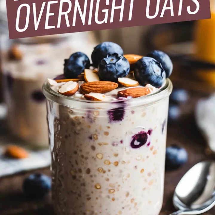 🌰✨ High-Protein Blueberry Almond Overnight Oats – Easy & Delicious 🫐🥣 Start your day with a nutritious jar of creamy oats, sweet blueberries, and crunchy almonds—ready when you are! 💪💛