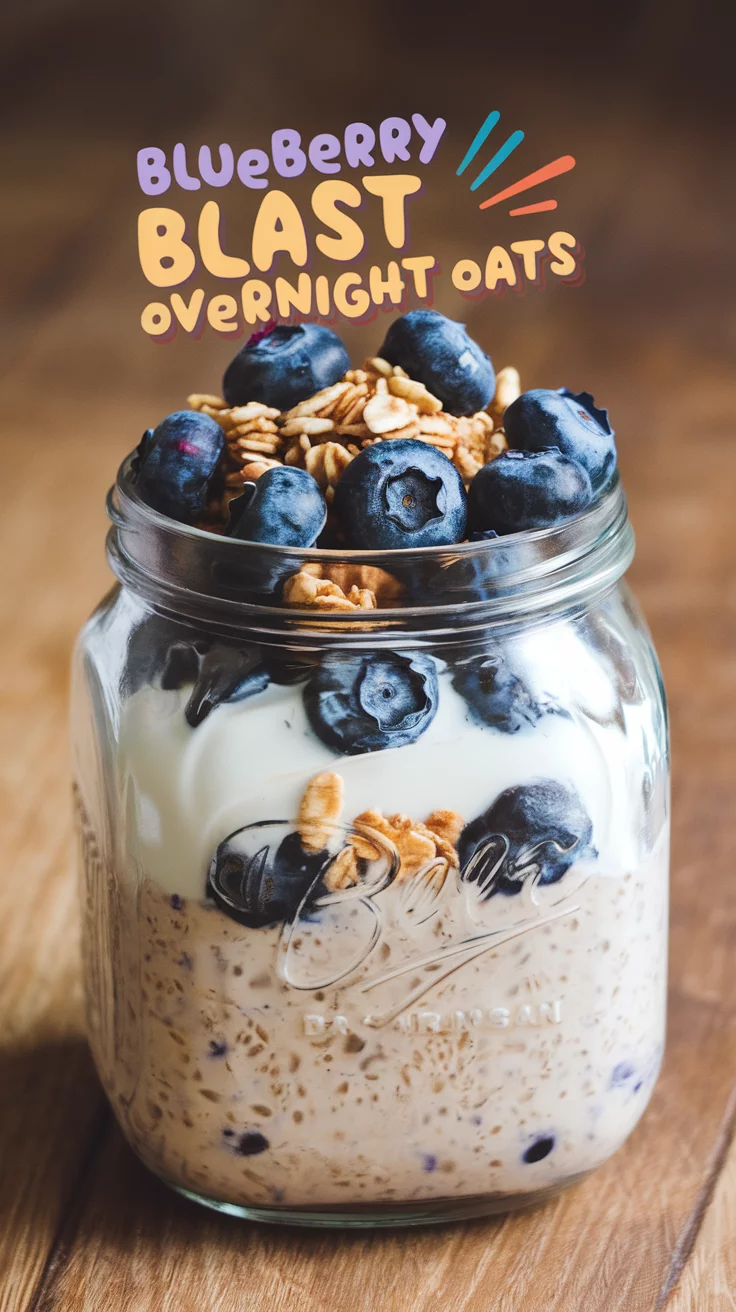 🍓🫐 Fun & Yummy Blueberry Blast Overnight Oats – A Kid-Friendly Treat 🥣✨
Make mornings easy with this fruity, kid-approved breakfast jar—packed with flavor and ready to grab! 💛👦