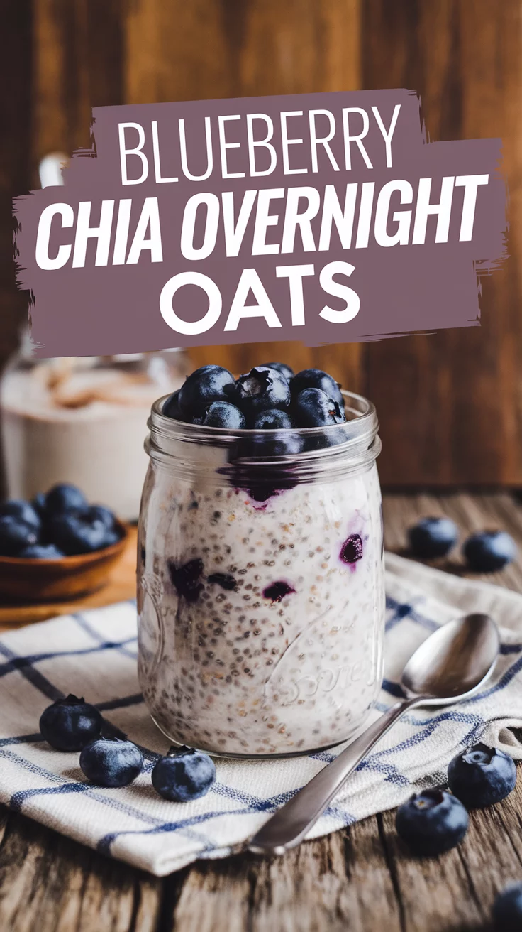 🥄🫐 Quick & Easy Blueberry Chia Overnight Oats for Busy Mornings 💪✨ Fuel your mornings with this creamy, protein-packed jar of oats bursting with sweet blueberry goodness! 🕒💛