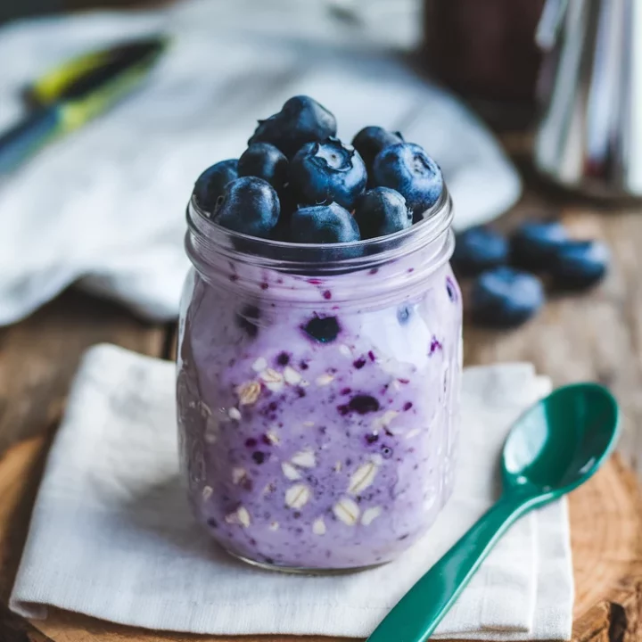 ✨🫐 Quick Blueberry Coconut Overnight Oats – Perfect for Meal Prep 🥥🥣 Make mornings easy with these creamy, tropical oats packed with protein and bursting with blueberry goodness! 💛🕒