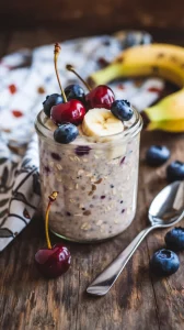 🥣🍒 Start Your Day with Cherry Berry Banana Overnight Oats – So Easy & Delicious 🍓🍌 Mix, chill, and wake up to fruity breakfast perfection. Effortless mornings await! 🕒💛