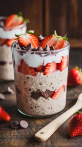 🍫✨ Strawberry Chocolate Overnight Oats – A Healthy Breakfast You’ll Love 🍓🥣 Fuel your day with creamy oats, rich chocolate flavor, and fresh strawberries—simple, satisfying, and delicious! 💪🌟