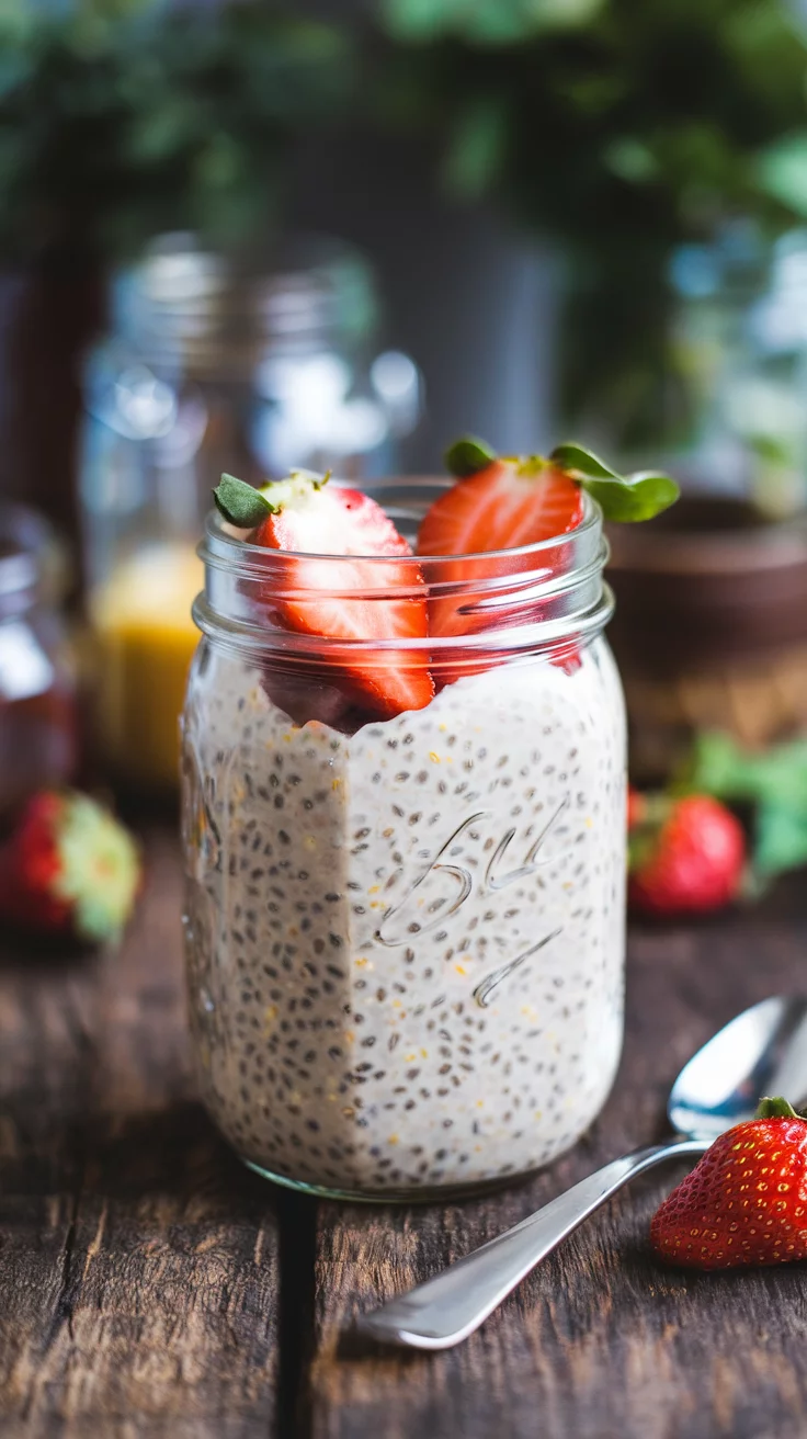 🍓🥣 Strawberry Overnight Oats – A Healthy Breakfast You’ll Love ✨🌟 Fresh strawberries, creamy oats, and a hint of sweetness make this the perfect start to your day! 💛🥄