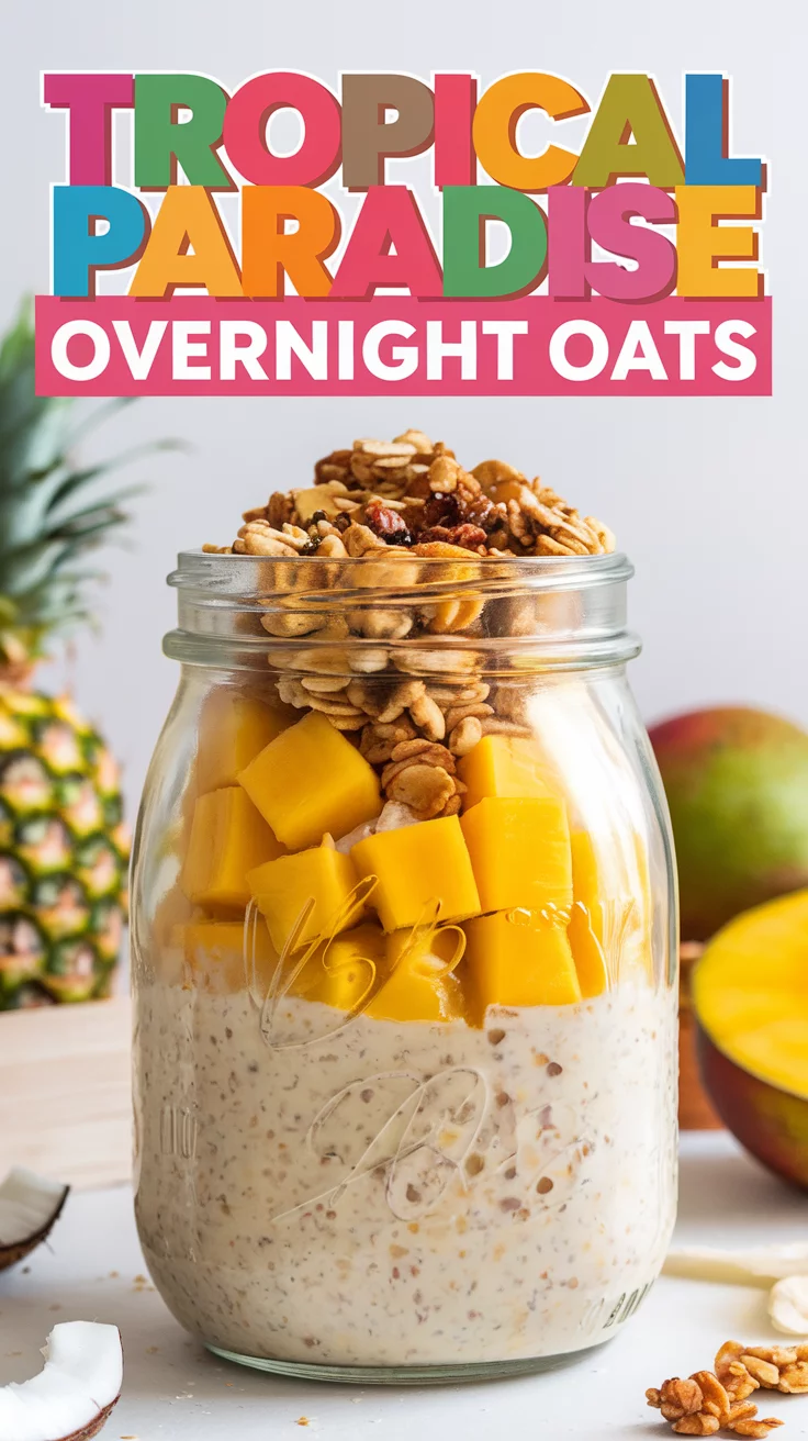 🥭🌟 Tropical Paradise Overnight Oats – A Healthy & Fun Breakfast for Kids 🍍🥄 Packed with sweet tropical flavors, these overnight oats are quick, easy, and kid-friendly! 💛✨