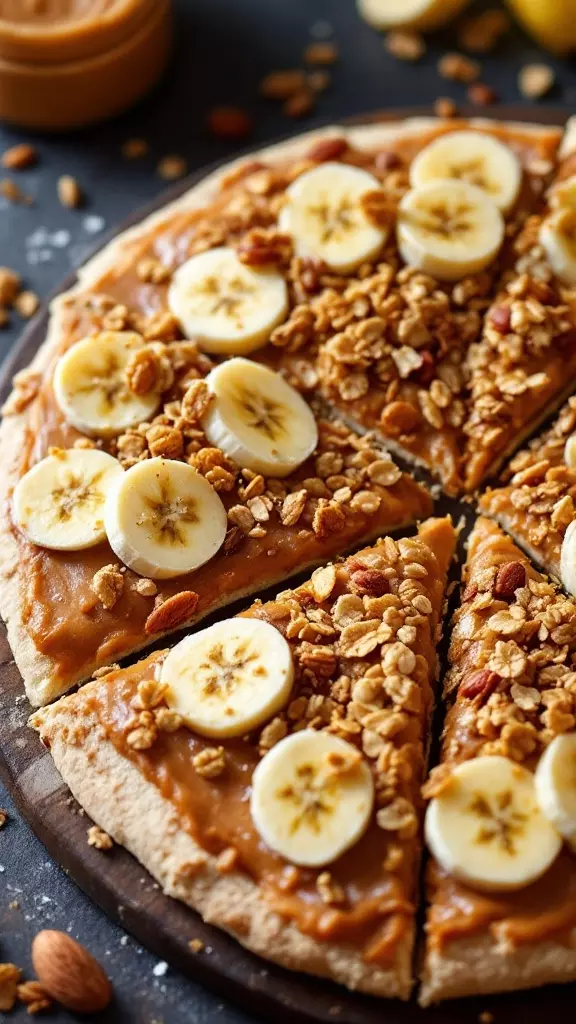 This almond butter and banana breakfast pizza is a fun twist on your morning meal. With creamy almond butter, fresh banana slices, and crunchy granola, it's both tasty and satisfying. Perfect for a quick breakfast or a leisurely brunch with friends!