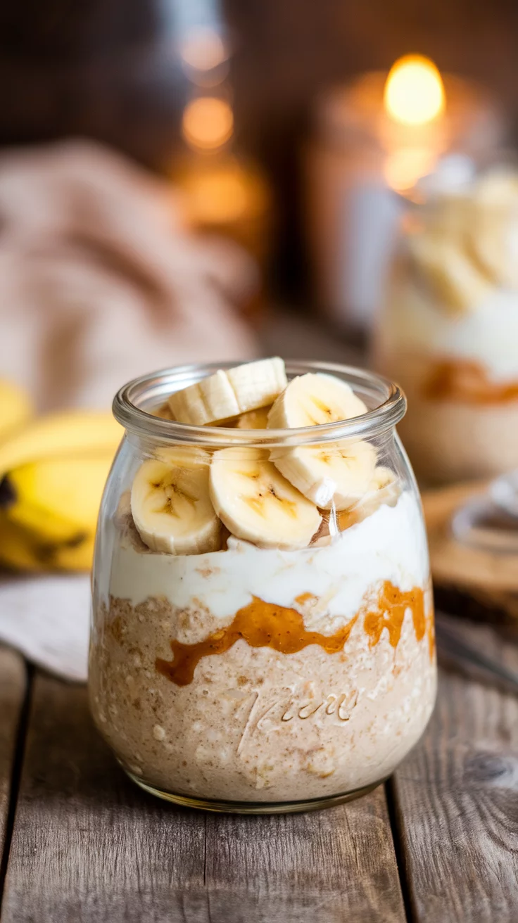 Banana Cinnamon Overnight Oats are a tasty and easy way to start your day. Just mix oats with yogurt, banana slices, and a sprinkle of cinnamon for a delicious breakfast. You can check out the full recipe here to get all the yummy details!