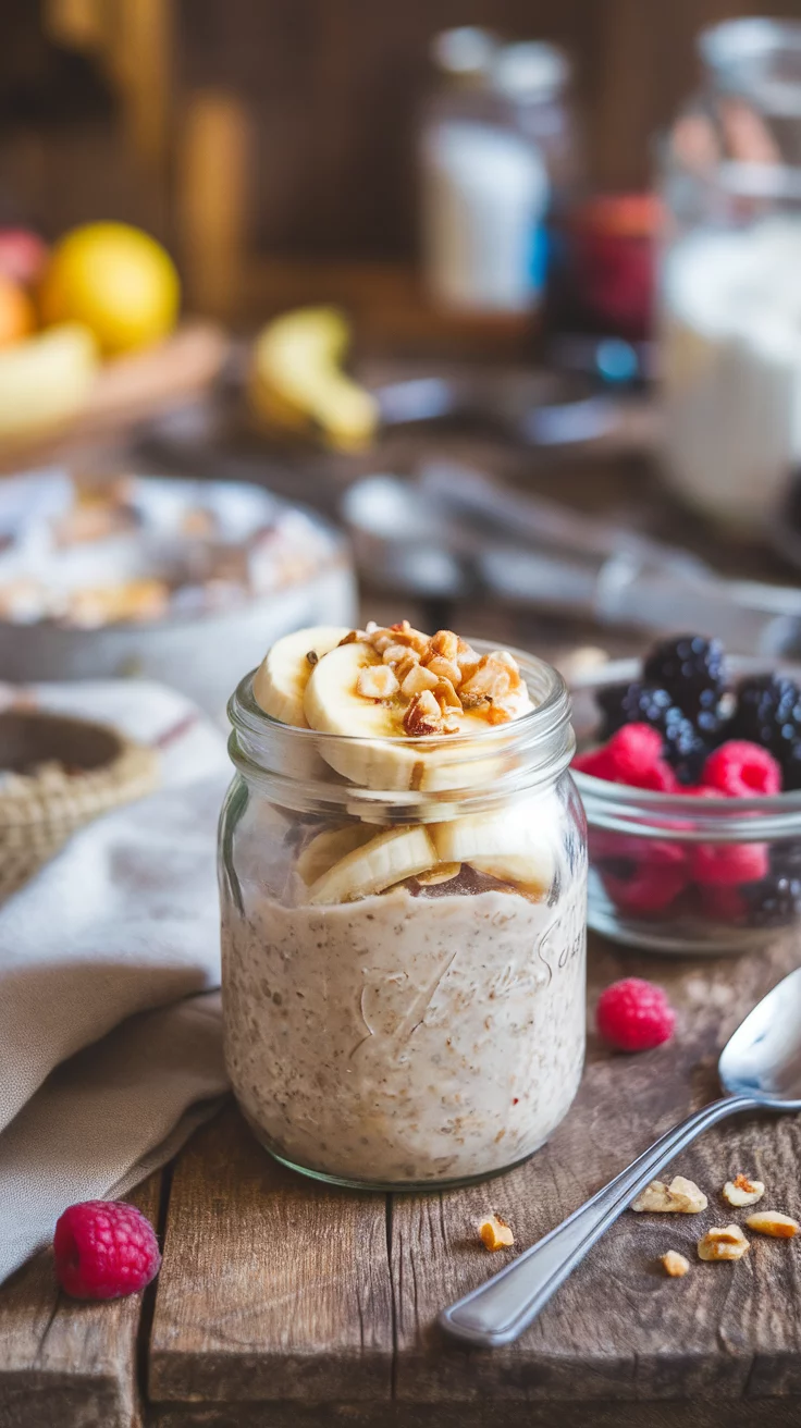 Start your day with a tasty twist by making Banana Nut Overnight Oats. This recipe combines creamy oats, ripe bananas, and crunchy nuts for a delightful breakfast. Check out the full recipe to enjoy a quick, nutritious meal that is as satisfying as it is simple: Banana Nut Overnight Oats Recipe.